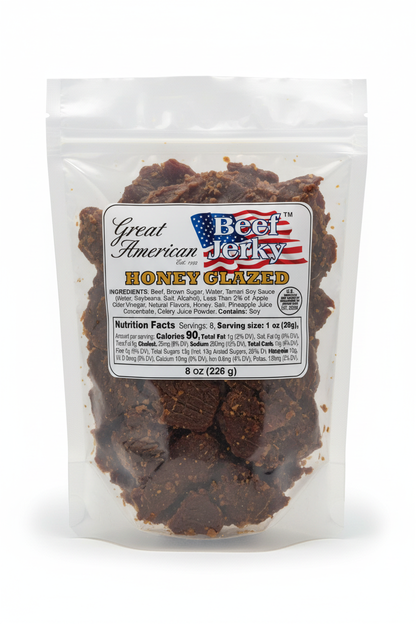 8 oz Honey Glazed Beef Jerky Clear Package