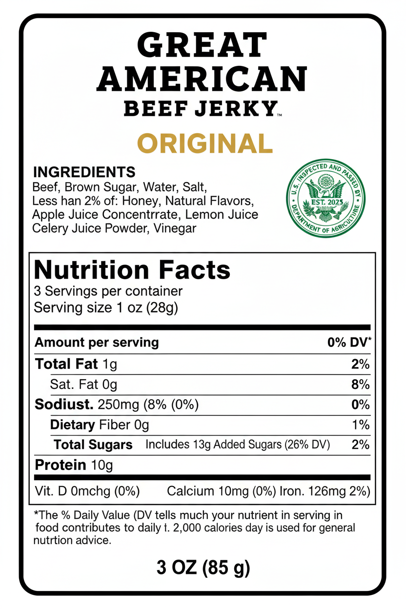 Original Nutrition Facts - Corrected