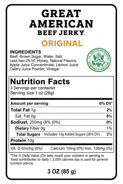 Original Nutrition Facts - Corrected